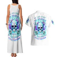 Rose SKull Couples Matching Tank Maxi Dress and Hawaiian Shirt My Give A Fuck Is Broken But My Go Fuck Yourself Is Fully Functional - Wonder Print Shop