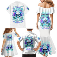 Rose SKull Family Matching Mermaid Dress and Hawaiian Shirt My Give A Fuck Is Broken But My Go Fuck Yourself Is Fully Functional - Wonder Print Shop