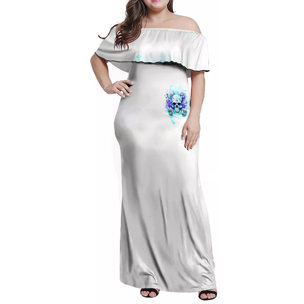 Rose SKull Family Matching Off Shoulder Maxi Dress and Hawaiian Shirt My Give A Fuck Is Broken But My Go Fuck Yourself Is Fully Functional - Wonder Print Shop