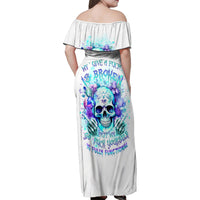 Rose SKull Family Matching Off Shoulder Maxi Dress and Hawaiian Shirt My Give A Fuck Is Broken But My Go Fuck Yourself Is Fully Functional - Wonder Print Shop