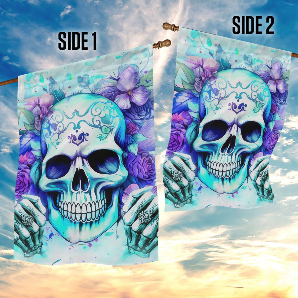 Rose SKull Garden Flag My Give A Fuck Is Broken But My Go Fuck Yourself Is Fully Functional - Wonder Print Shop