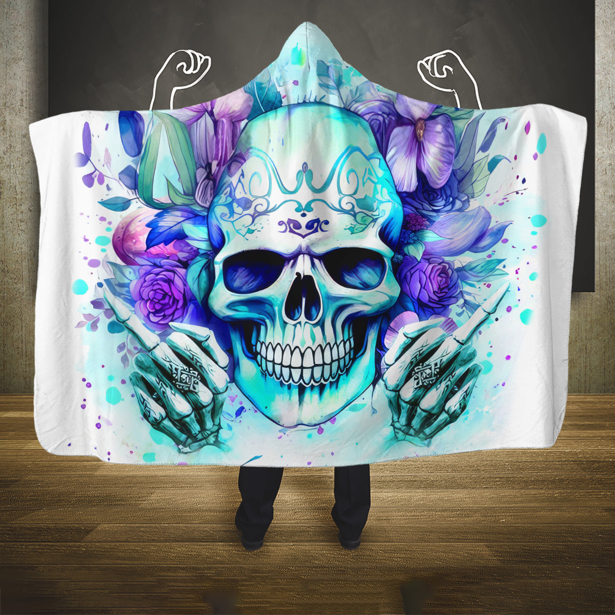 Rose SKull Hooded Blanket My Give A Fuck Is Broken But My Go Fuck Yourself Is Fully Functional