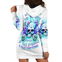 Rose SKull Hoodie Dress My Give A Fuck Is Broken But My Go Fuck Yourself Is Fully Functional - Wonder Print Shop