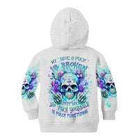 Rose SKull Kid Hoodie My Give A Fuck Is Broken But My Go Fuck Yourself Is Fully Functional - Wonder Print Shop