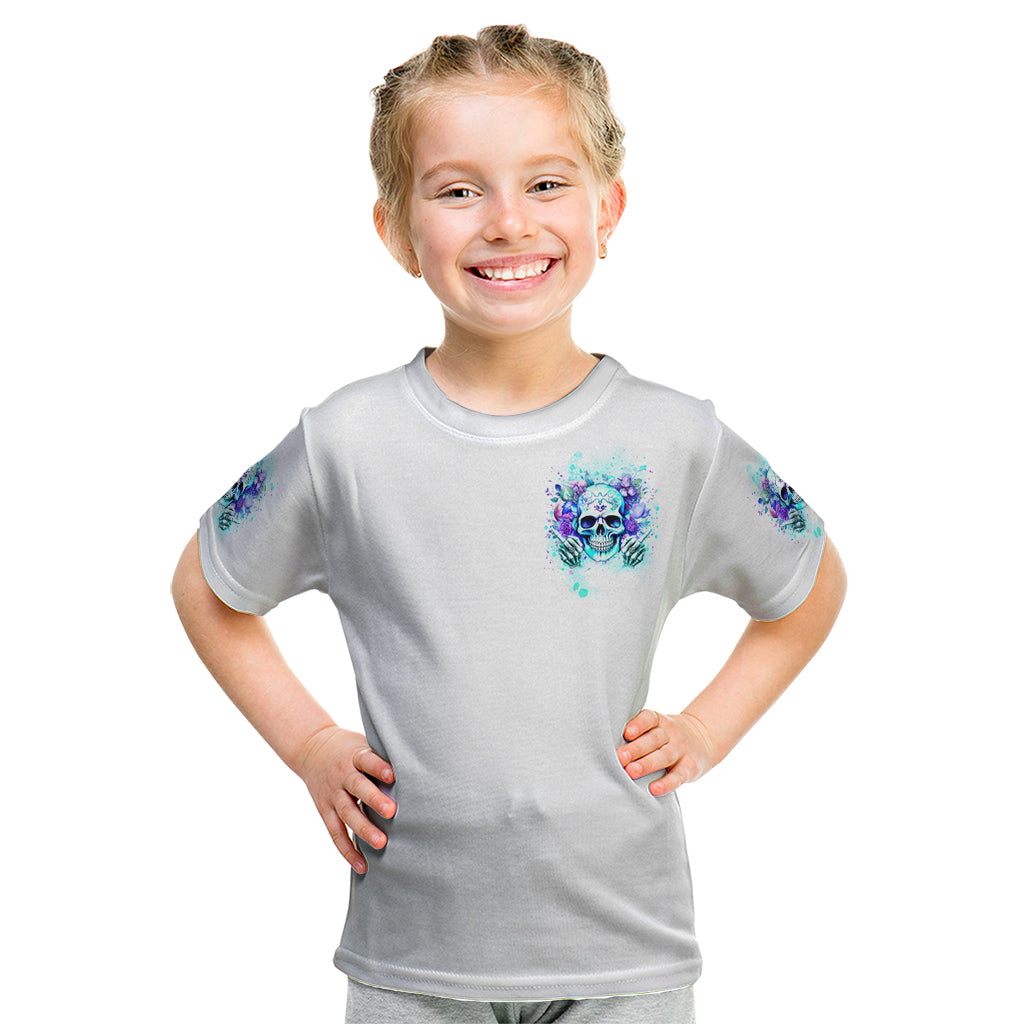 Rose SKull Kid T Shirt My Give A Fuck Is Broken But My Go Fuck Yourself Is Fully Functional - Wonder Print Shop