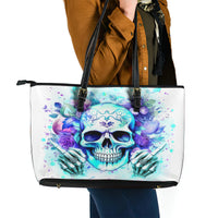 Rose SKull Leather Tote Bag My Give A Fuck Is Broken But My Go Fuck Yourself Is Fully Functional - Wonder Print Shop
