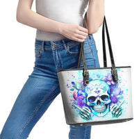 Rose SKull Leather Tote Bag My Give A Fuck Is Broken But My Go Fuck Yourself Is Fully Functional - Wonder Print Shop