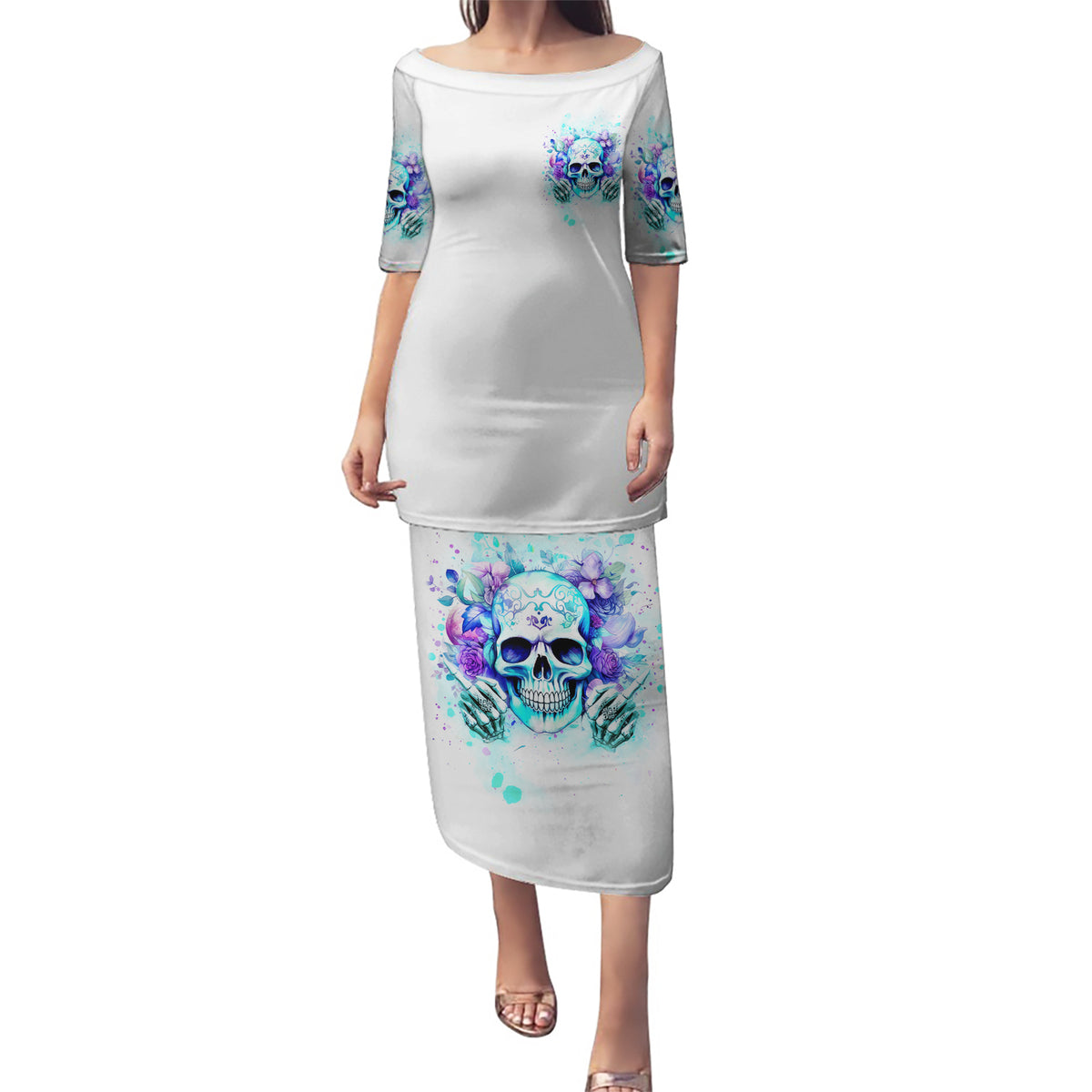 Rose SKull Puletasi My Give A Fuck Is Broken But My Go Fuck Yourself Is Fully Functional - Wonder Print Shop