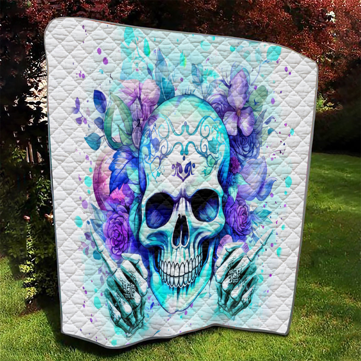 Rose SKull Quilt My Give A Fuck Is Broken But My Go Fuck Yourself Is Fully Functional - Wonder Print Shop