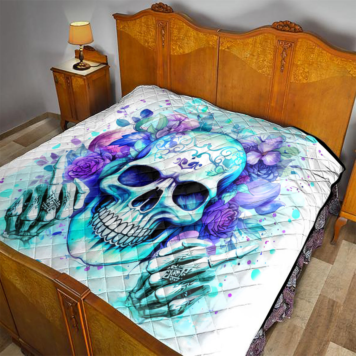 Rose SKull Quilt My Give A Fuck Is Broken But My Go Fuck Yourself Is Fully Functional - Wonder Print Shop