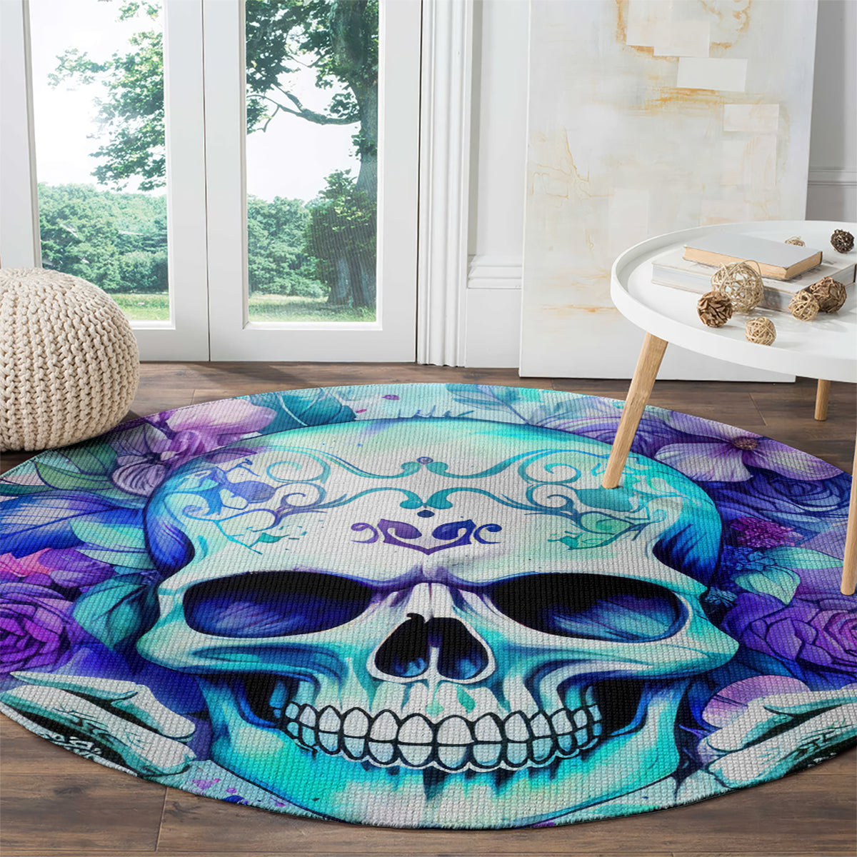 Rose SKull Round Carpet My Give A Fuck Is Broken But My Go Fuck Yourself Is Fully Functional