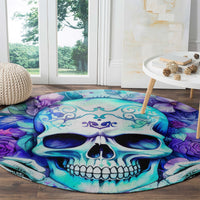 Rose SKull Round Carpet My Give A Fuck Is Broken But My Go Fuck Yourself Is Fully Functional