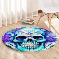 Rose SKull Round Carpet My Give A Fuck Is Broken But My Go Fuck Yourself Is Fully Functional