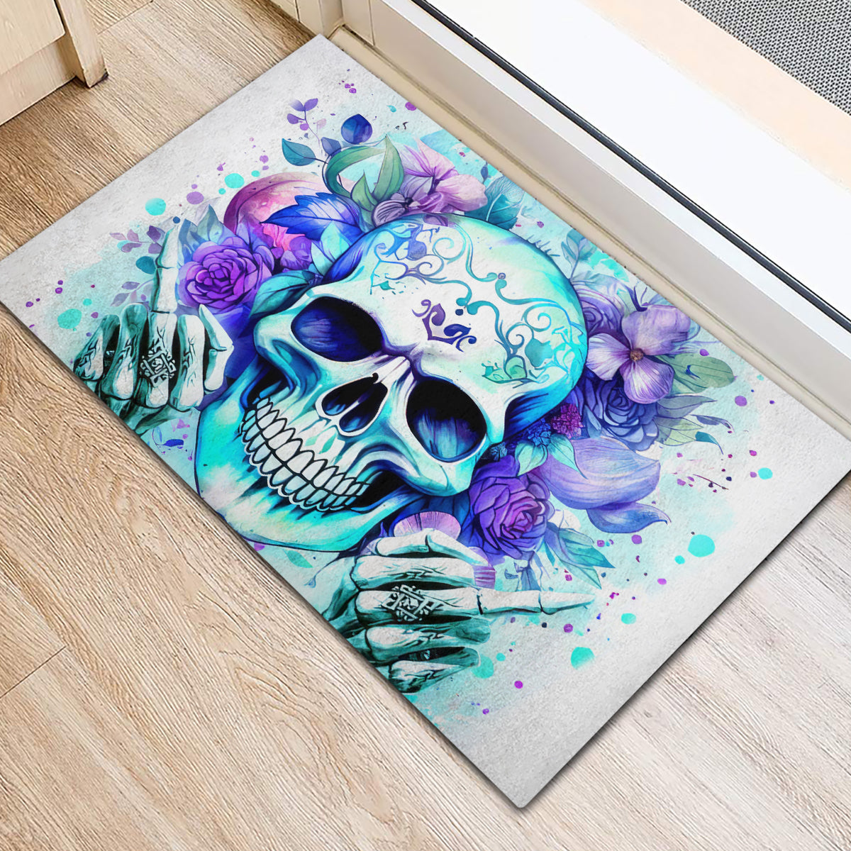 Rose SKull Rubber Doormat My Give A Fuck Is Broken But My Go Fuck Yourself Is Fully Functional - Wonder Print Shop