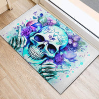 Rose SKull Rubber Doormat My Give A Fuck Is Broken But My Go Fuck Yourself Is Fully Functional - Wonder Print Shop