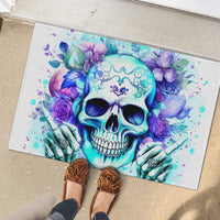 Rose SKull Rubber Doormat My Give A Fuck Is Broken But My Go Fuck Yourself Is Fully Functional - Wonder Print Shop