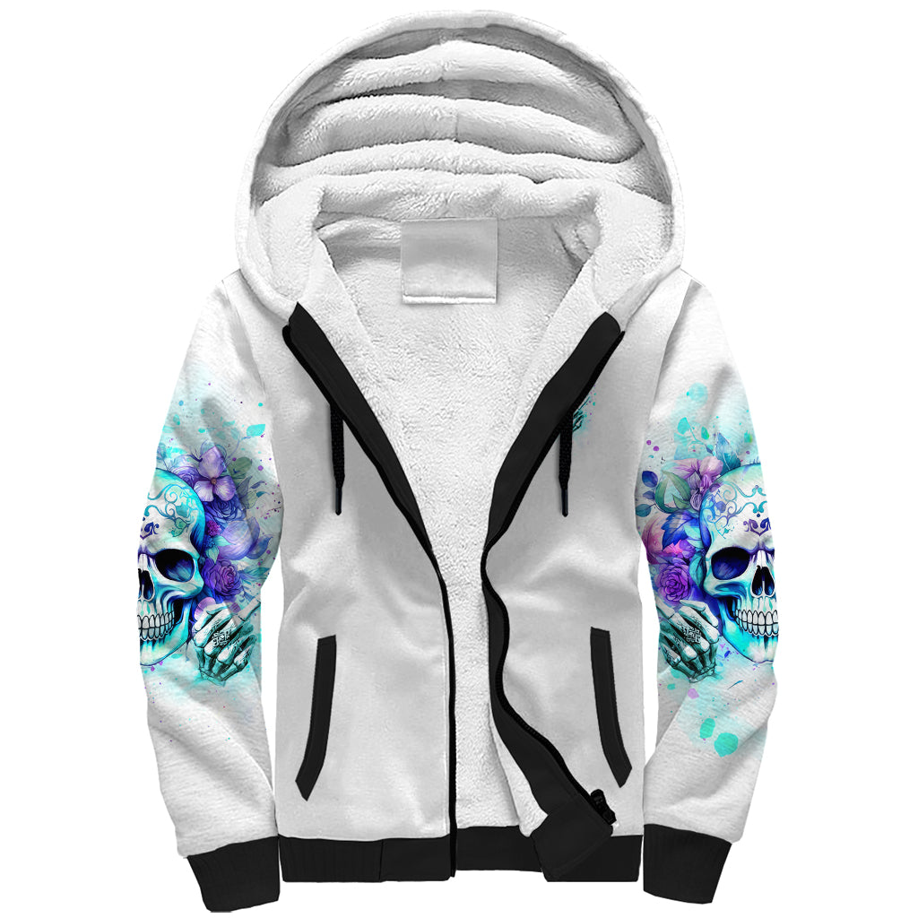 Rose SKull Sherpa Hoodie My Give A Fuck Is Broken But My Go Fuck Yourself Is Fully Functional - Wonder Print Shop