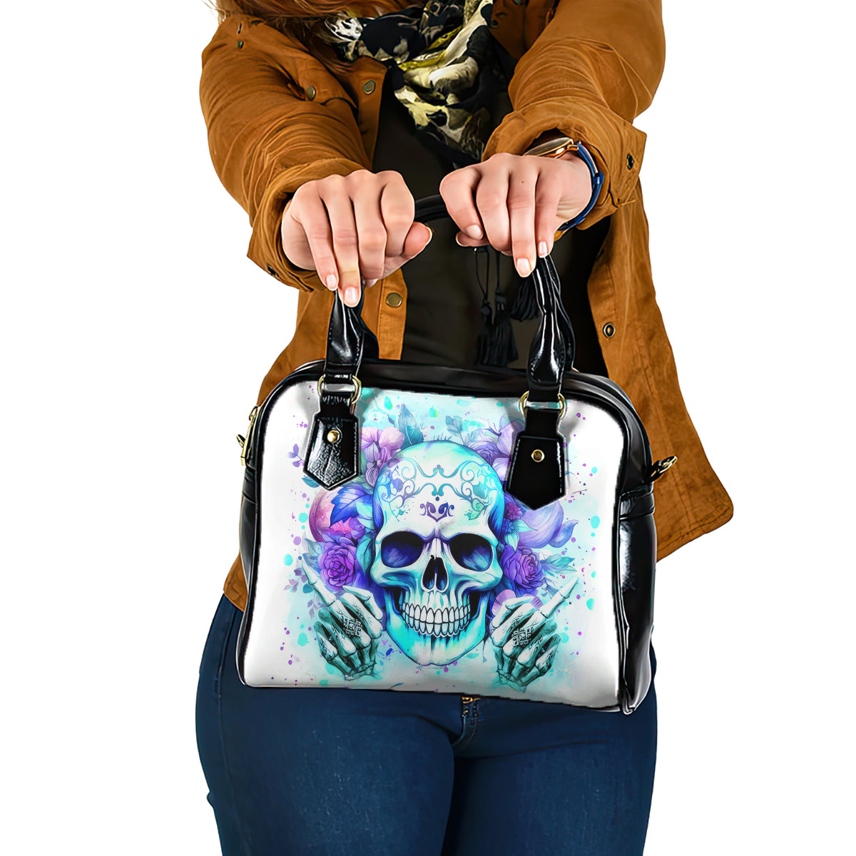 Rose SKull Shoulder Handbag My Give A Fuck Is Broken But My Go Fuck Yourself Is Fully Functional