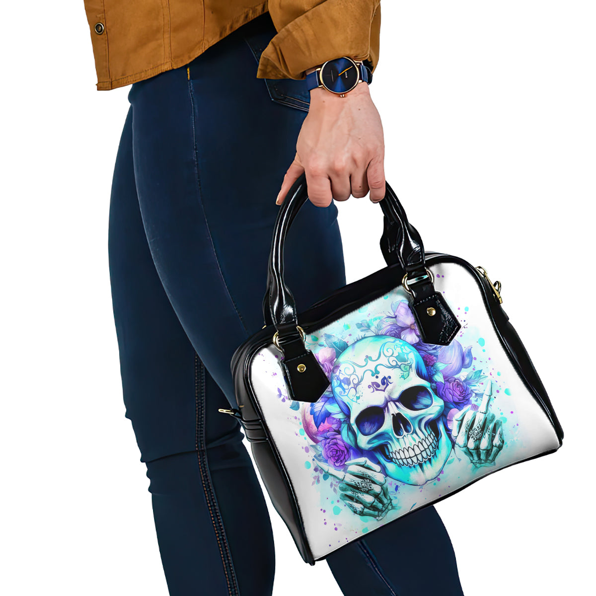 Rose SKull Shoulder Handbag My Give A Fuck Is Broken But My Go Fuck Yourself Is Fully Functional