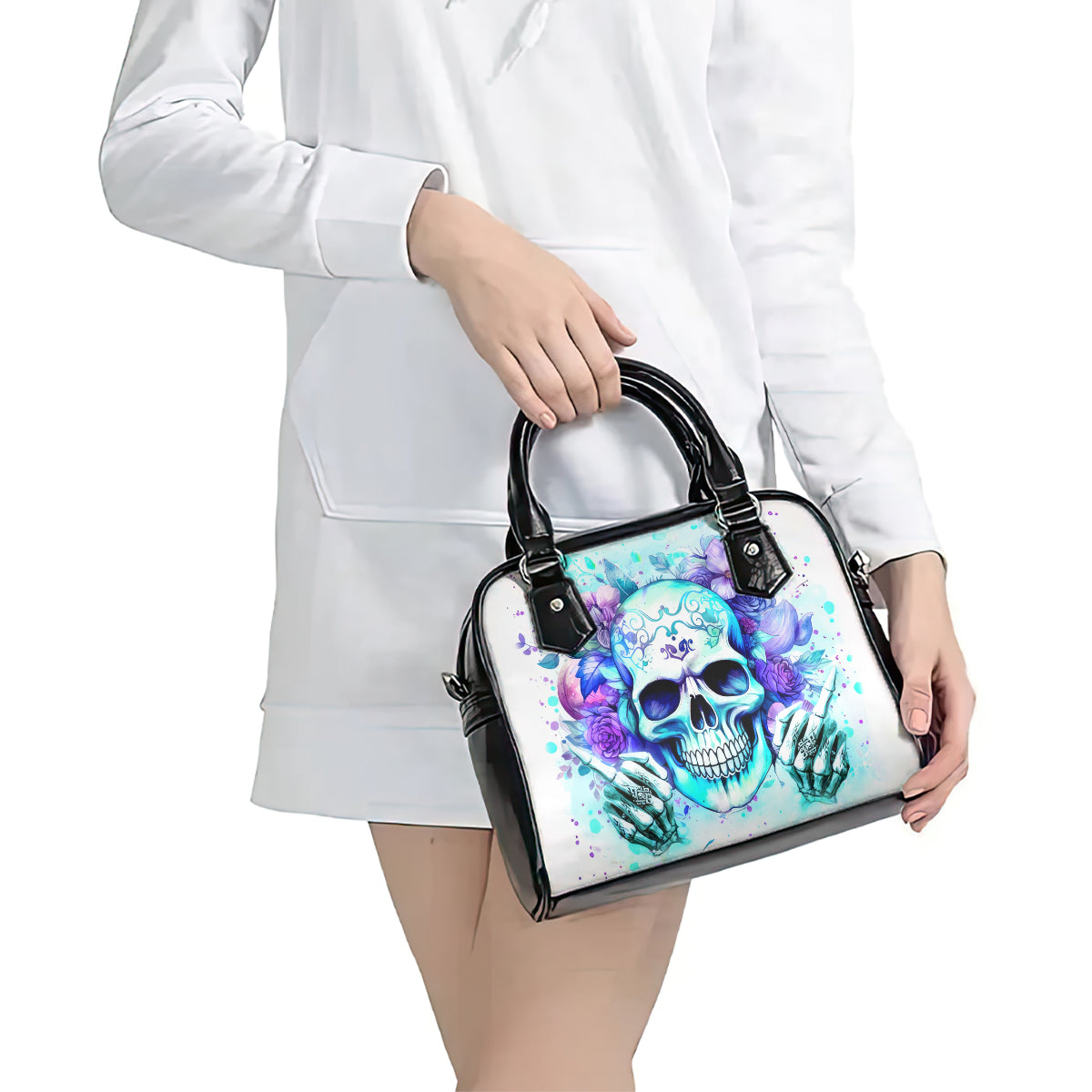 Rose SKull Shoulder Handbag My Give A Fuck Is Broken But My Go Fuck Yourself Is Fully Functional
