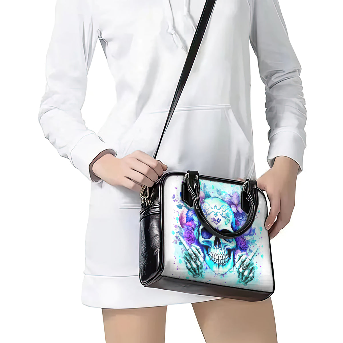 Rose SKull Shoulder Handbag My Give A Fuck Is Broken But My Go Fuck Yourself Is Fully Functional