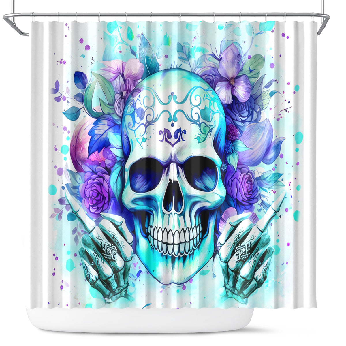 Rose SKull Shower Curtain My Give A Fuck Is Broken But My Go Fuck Yourself Is Fully Functional