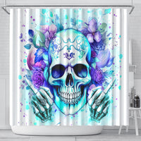 Rose SKull Shower Curtain My Give A Fuck Is Broken But My Go Fuck Yourself Is Fully Functional