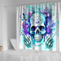 Rose SKull Shower Curtain My Give A Fuck Is Broken But My Go Fuck Yourself Is Fully Functional
