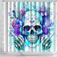 Rose SKull Shower Curtain My Give A Fuck Is Broken But My Go Fuck Yourself Is Fully Functional