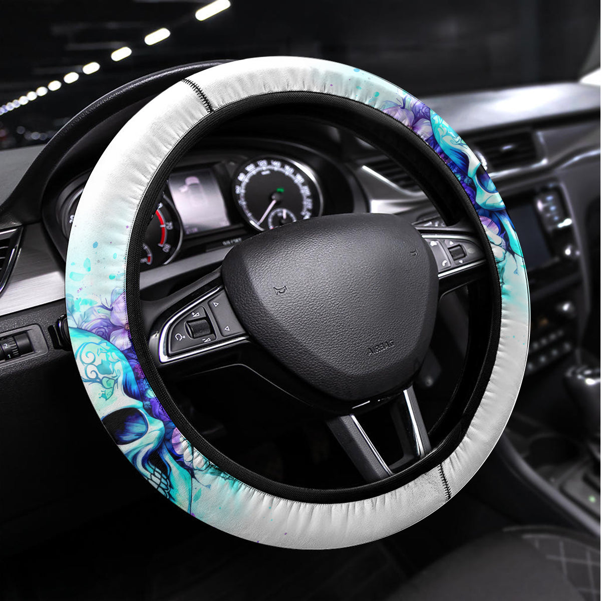 Rose SKull Steering Wheel Cover My Give A Fuck Is Broken But My Go Fuck Yourself Is Fully Functional - Wonder Print Shop