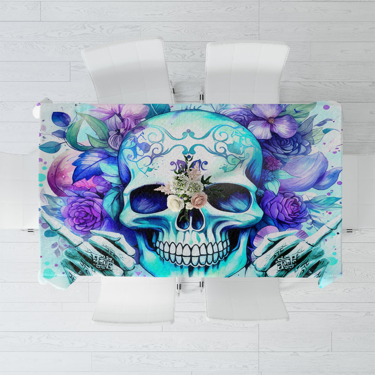 Rose SKull Tablecloth My Give A Fuck Is Broken But My Go Fuck Yourself Is Fully Functional - Wonder Print Shop