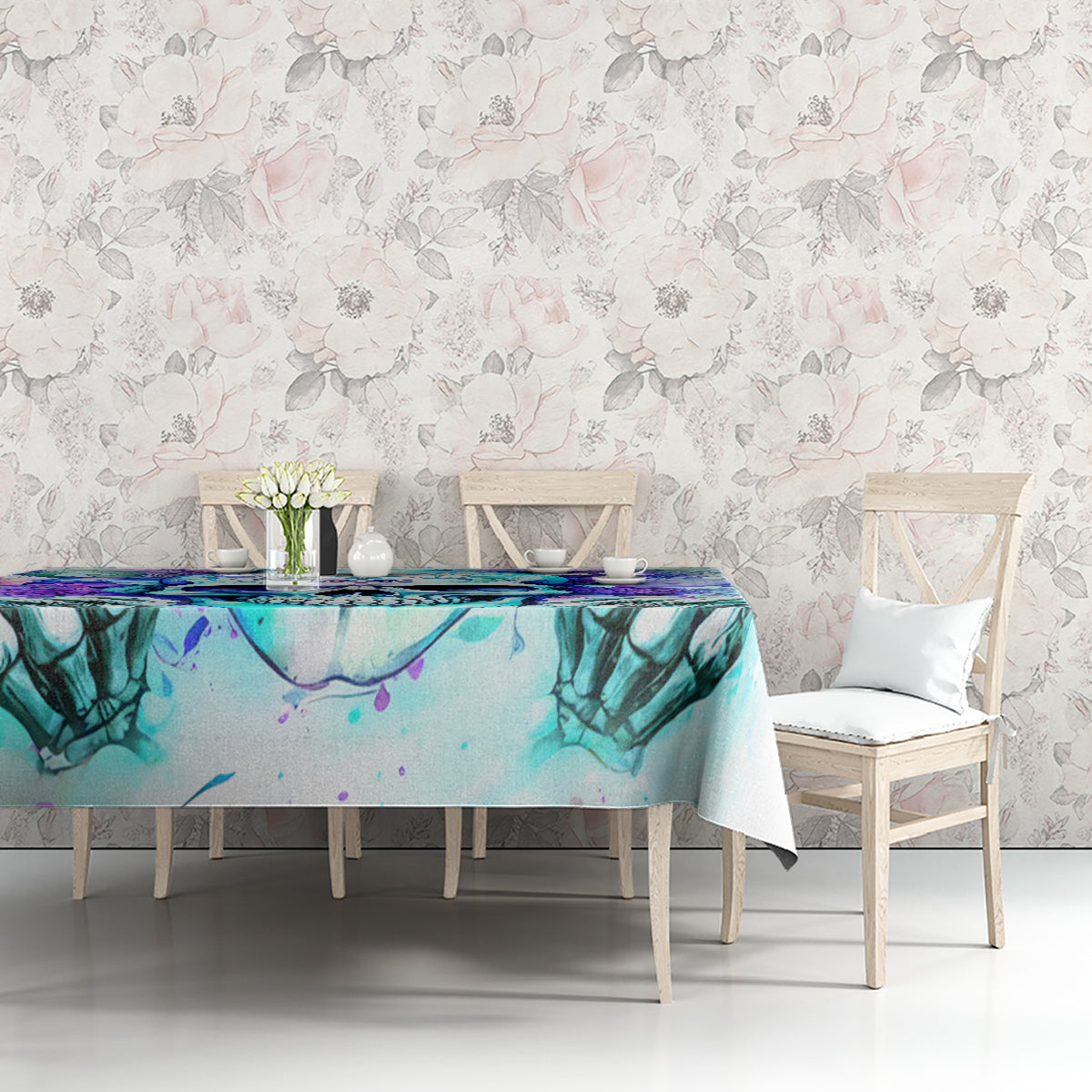 Rose SKull Tablecloth My Give A Fuck Is Broken But My Go Fuck Yourself Is Fully Functional - Wonder Print Shop