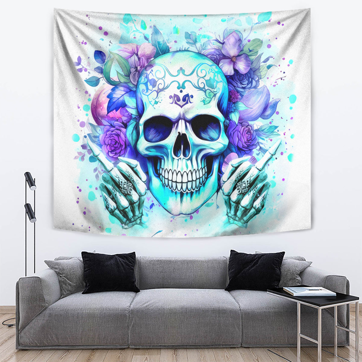 Rose SKull Tapestry My Give A Fuck Is Broken But My Go Fuck Yourself Is Fully Functional - Wonder Print Shop