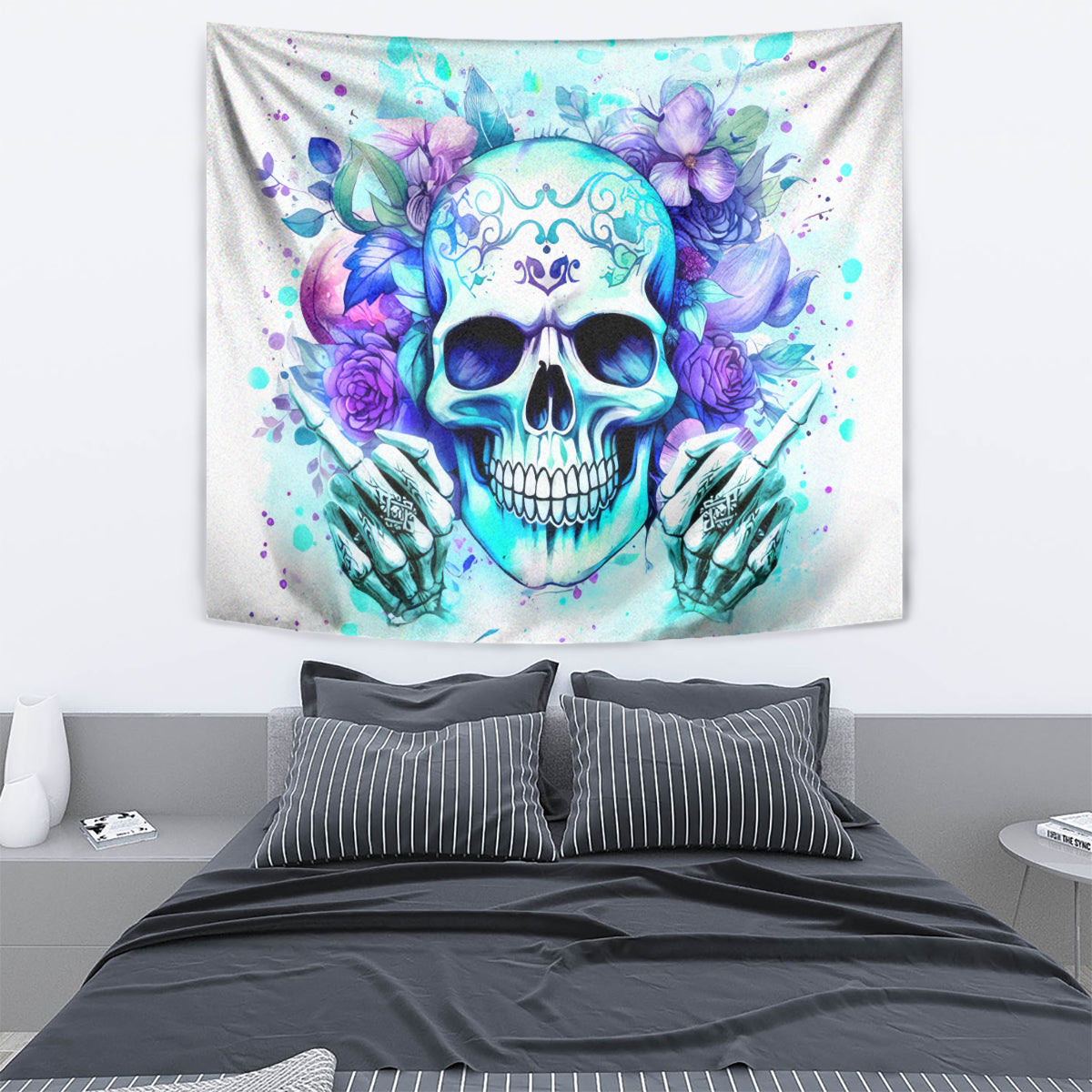 Rose SKull Tapestry My Give A Fuck Is Broken But My Go Fuck Yourself Is Fully Functional - Wonder Print Shop