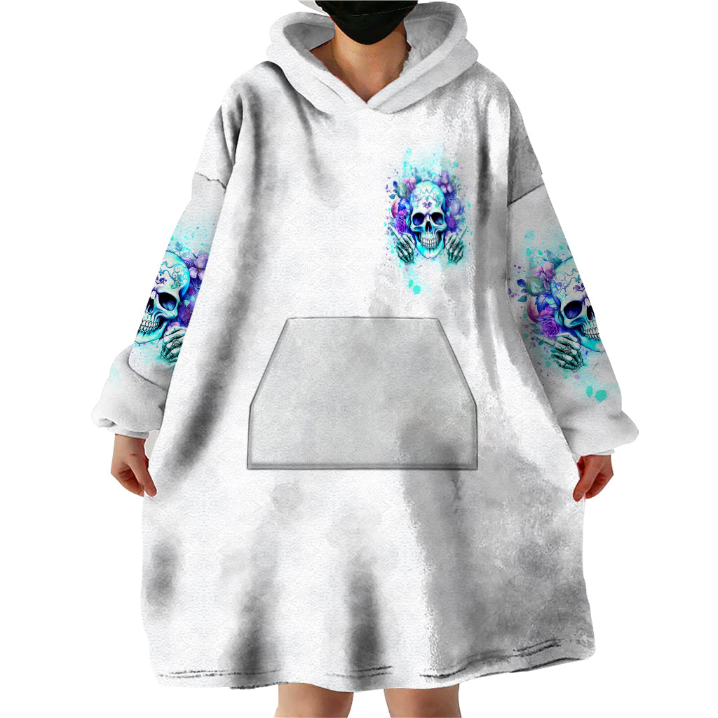 Rose SKull Wearable Blanket Hoodie My Give A Fuck Is Broken But My Go Fuck Yourself Is Fully Functional - Wonder Print Shop