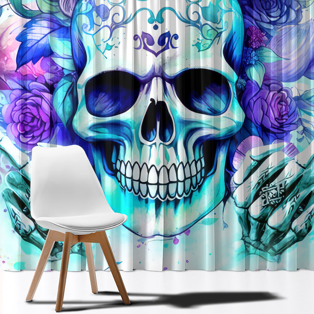 Rose SKull Window Curtain My Give A Fuck Is Broken But My Go Fuck Yourself Is Fully Functional - Wonder Print Shop