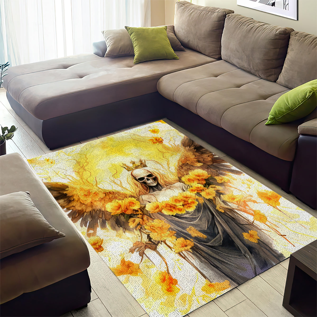 Flower Skull Angel Area Rug Bitch I'm The Fucking Queen - Wonder Print Shop