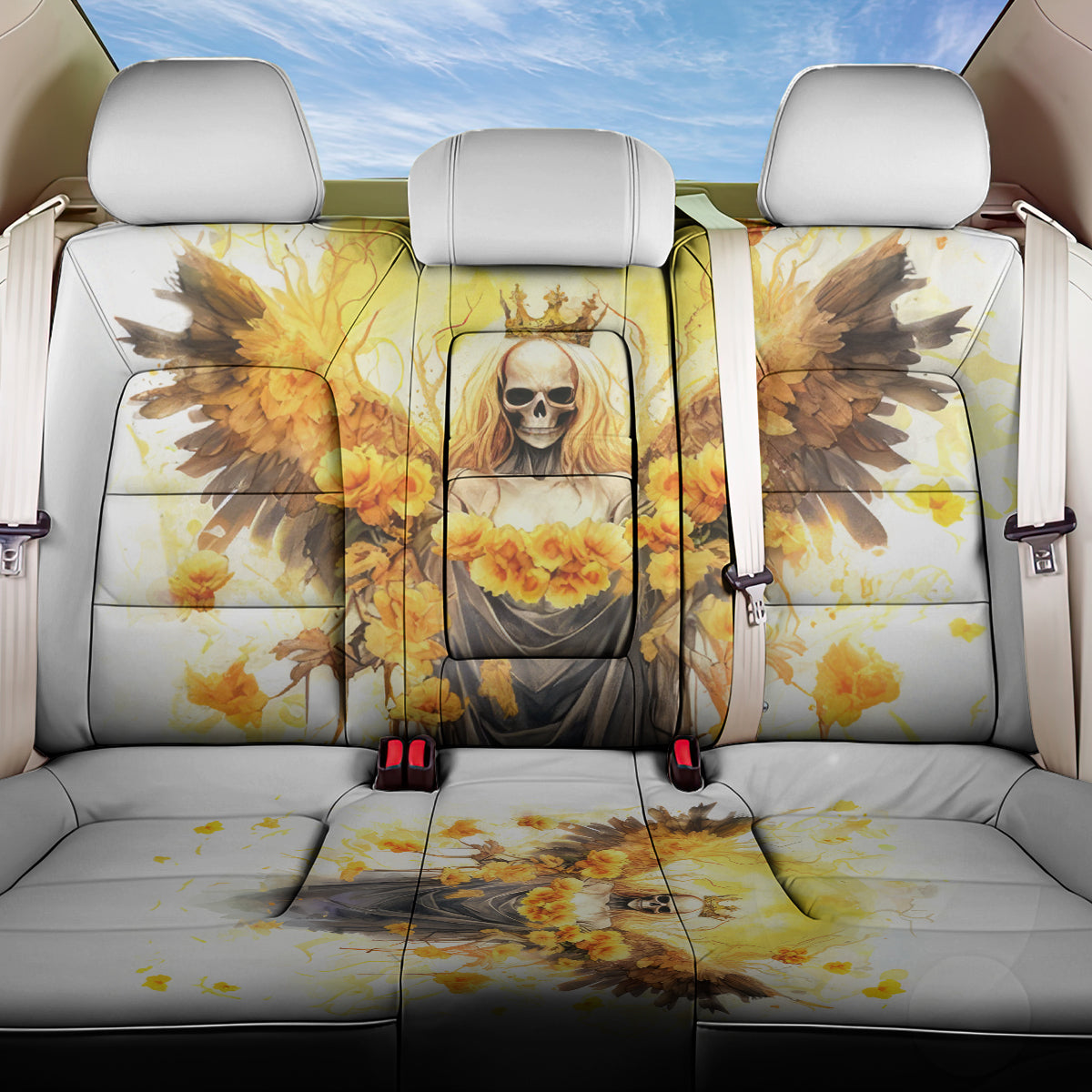 Flower Skull Angel Back Car Seat Cover Bitch I'm The Fucking Queen - Wonder Print Shop