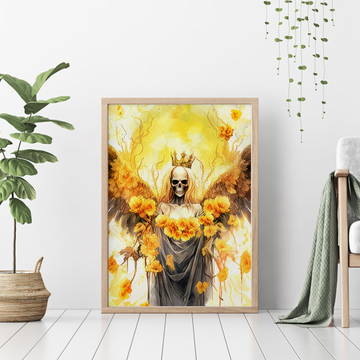 Flower Skull Angel Canvas Wall Art Bitch I'm The Fucking Queen - Wonder Print Shop