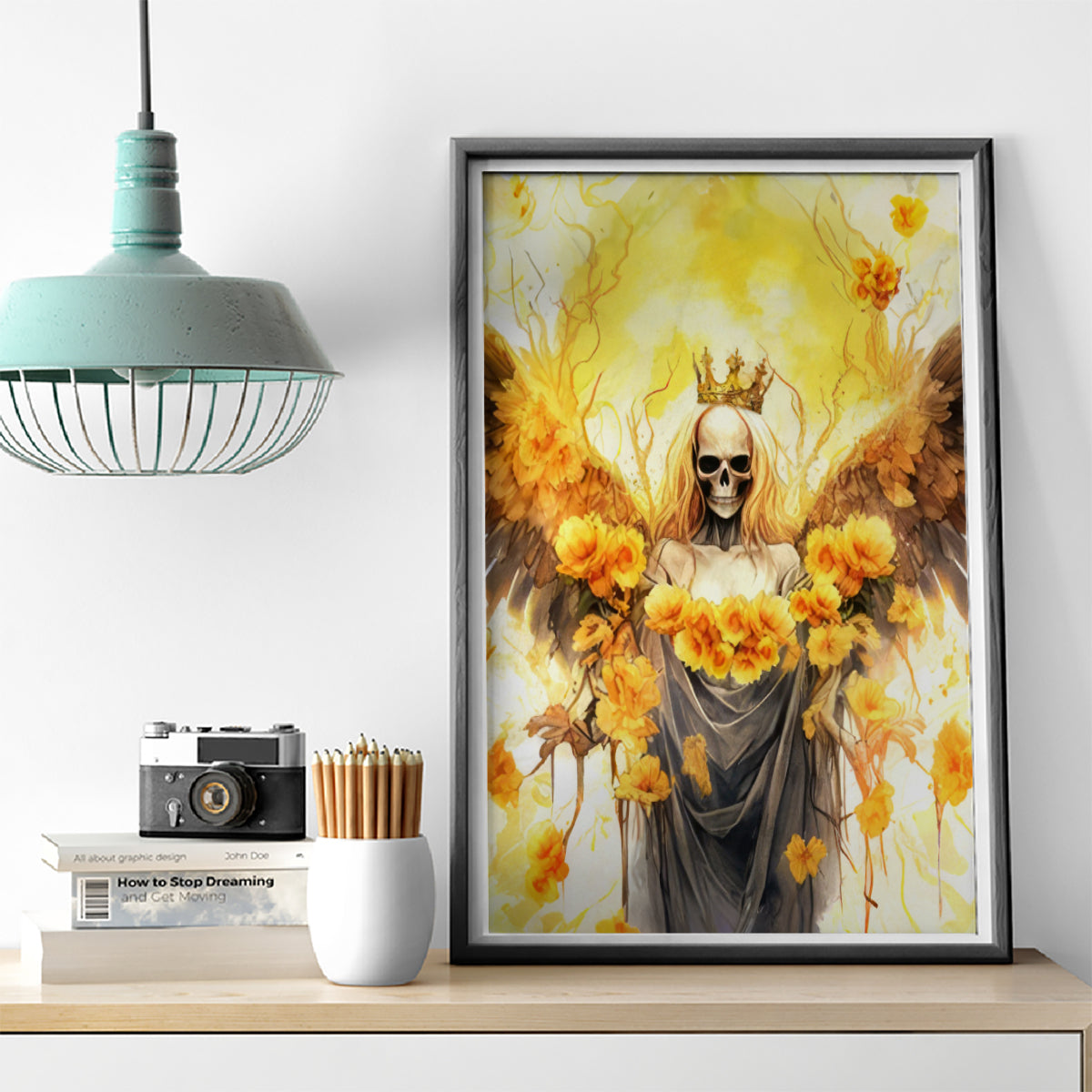 Flower Skull Angel Canvas Wall Art Bitch I'm The Fucking Queen - Wonder Print Shop