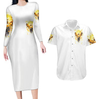 Flower Skull Angel Couples Matching Long Sleeve Bodycon Dress and Hawaiian Shirt Bitch I'm The Fucking Queen - Wonder Print Shop