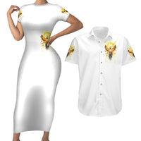 Flower Skull Angel Couples Matching Short Sleeve Bodycon Dress and Hawaiian Shirt Bitch I'm The Fucking Queen - Wonder Print Shop