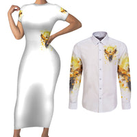 Flower Skull Angel Couples Matching Short Sleeve Bodycon Dress and Long Sleeve Button Shirt Bitch I'm The Fucking Queen - Wonder Print Shop