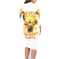 Flower Skull Angel Family Matching Long Sleeve Bodycon Dress and Hawaiian Shirt Bitch I'm The Fucking Queen - Wonder Print Shop