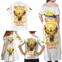 Flower Skull Angel Family Matching Off Shoulder Maxi Dress and Hawaiian Shirt Bitch I'm The Fucking Queen - Wonder Print Shop