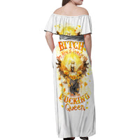 Flower Skull Angel Family Matching Off Shoulder Maxi Dress and Hawaiian Shirt Bitch I'm The Fucking Queen - Wonder Print Shop