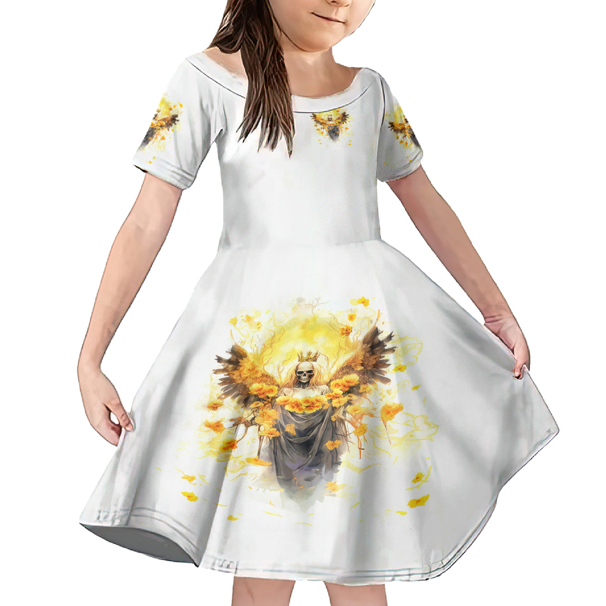 Flower Skull Angel Family Matching Short Sleeve Bodycon Dress and Hawaiian Shirt Bitch I'm The Fucking Queen - Wonder Print Shop