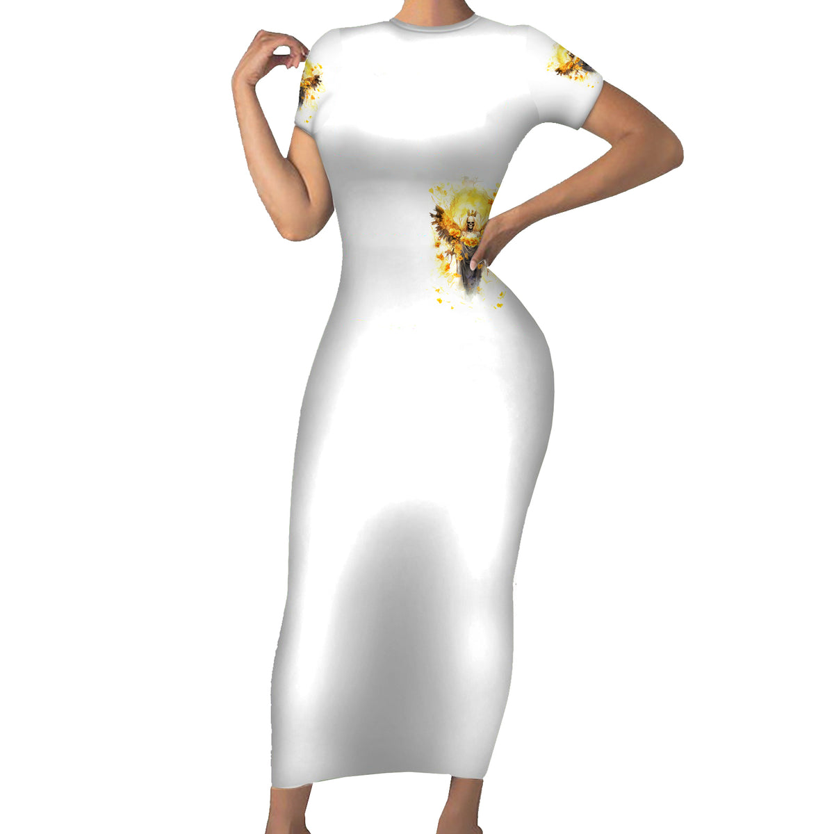 Flower Skull Angel Family Matching Short Sleeve Bodycon Dress and Hawaiian Shirt Bitch I'm The Fucking Queen - Wonder Print Shop