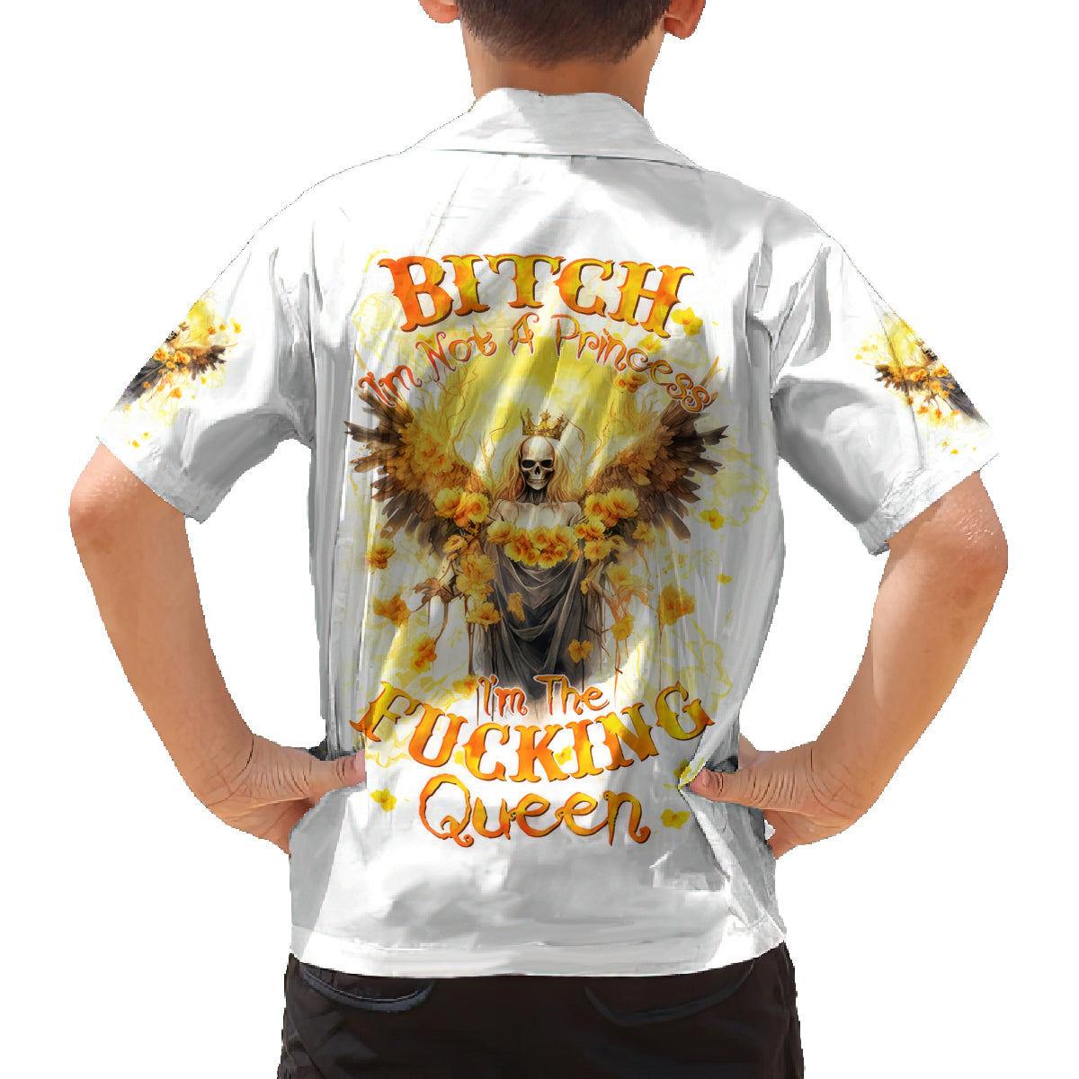 Flower Skull Angel Family Matching Tank Maxi Dress and Hawaiian Shirt Bitch I'm The Fucking Queen - Wonder Print Shop