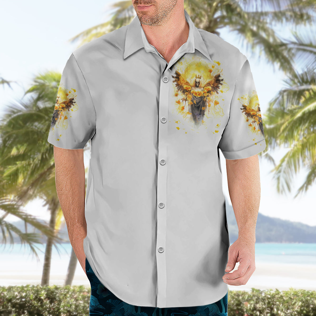 Flower Skull Angel Hawaiian Shirt Bitch I'm The Fucking Queen - Wonder Print Shop